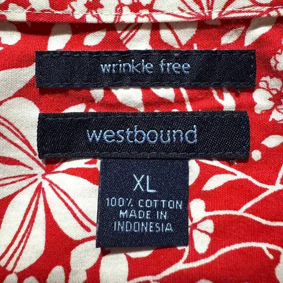 WESTBOUND Red Floral 3/4 Sleeve Wrinkle Free Button Down Shirt Blouse - size XL - Picture 4 of 6